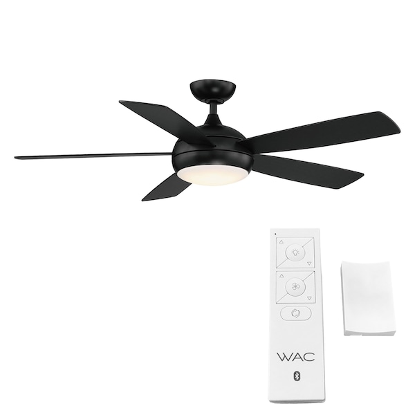 Odyssey 5-Blade Smart Ceiling Fan 54in Matte Black With 3000K LED Light Kit And Remote Control